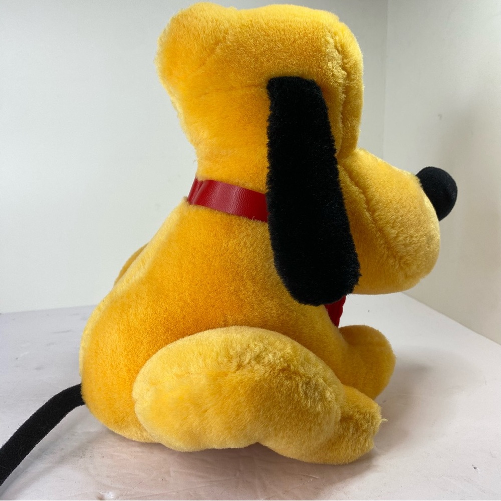 1990s Disneyland Pluto 9 Inch Plush RARE Red Collar Sitting Dog Stuffed CLEAN - Picture 4 of 8